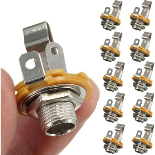 10 Pcs Electric Guitar / Bass Effect Socket 6.35 Mono Socket Input Power Plug Audio Guitar Accessories S2O7