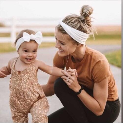 Baby Set Parent-Child Headband Solid Color Newborn Baby Hairband Soft Elastic Mother Girls Hair Band Turban Baby Hair Accessorie