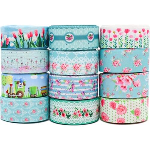 10 Yards 1" 25MM Flowers Printed Grosgrain Ribbons For Hair Bows DIY Handmade Materials Y2020122104