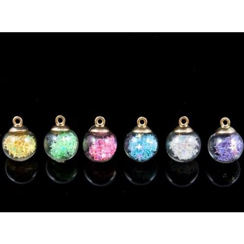 Colorful Transparent clear crystal vial glass ball Charms star pendant Earring For Jewelry Making DIY Necklace Accessories