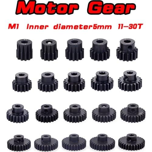 M1 5mm 11T 12T 14T 15T 17T 18T 20T 21t 22T 24T 25T 26T 28T 30T Black Steel Metal Pinion Motor Gear For 1/10 RC Model Car Motor