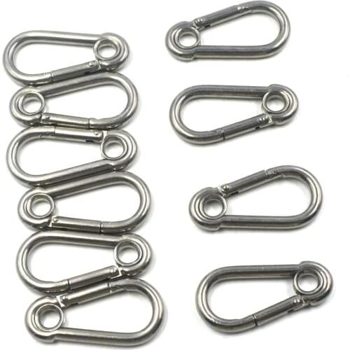 M7 Secure Lock 304 Stainless Steel 70mm Hook Carabiner Eyelet Pack of 10