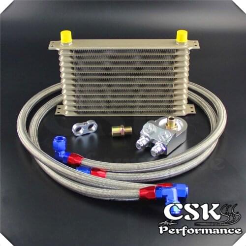 Champagne AN10 Trust Oil Cooler 13 Row +3/4*16 & M20*1.5 Filter Adapter Hose Kit