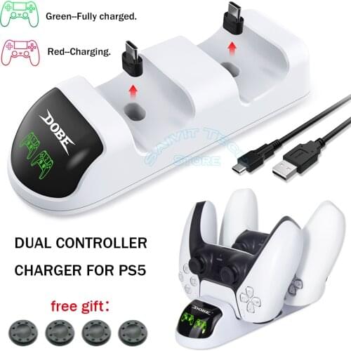 2020 Newest Dual Controller Fast Charging Dock Station&LED Light Handle Charger Stand for Sony Playstation PS5 Accessories