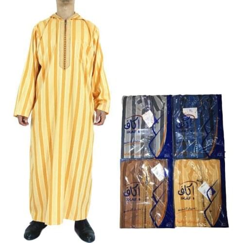 2021 New Muslim Mens Clothing Dubai Abaya Man Caftan Long Robes Pure Color Zipper Moroccan Gown Islam Hoodie Male Shirt Fashion