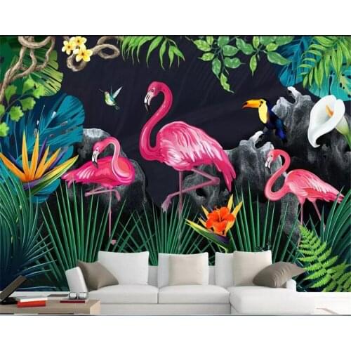 Beibehang Wallpaper wall 3d Custom Rainforest Flamingo Photo Wallpaper Home Interior Living Room Sofa Background Wall Mural