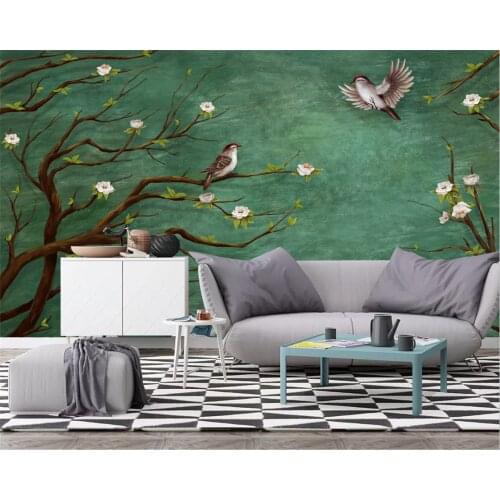 Custom wallpape Hand painted flowers and birds Silk material mural Whole house bedroom living room background wall 3D wallpaper