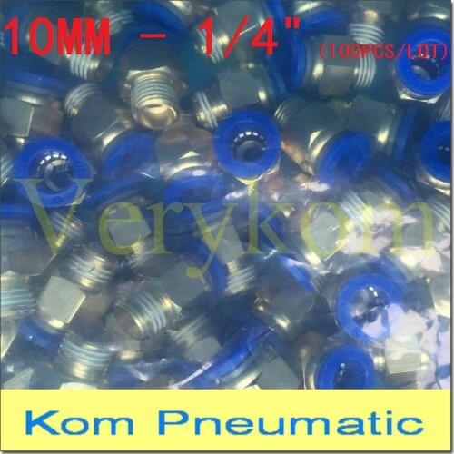 Wholesale 100pcs/lot 10mm Tube Push In 1/4" Male Straight Air Fitting Connect One Touch Hose Pipe Quick Fittings PC10-02