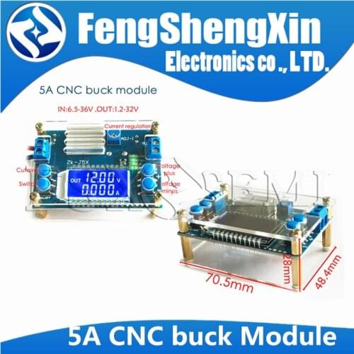 CC CV DC 6.5-36V to 1.2-32V 5A 75W Step Down Buck Converter Power Supply Module Voltage Regulator Transformer with Case Heatsink