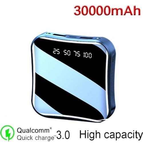 Mini Power Bank 2USB 30000mAh LED Display Portable External Battery Charger Powerbank High-capacity Mobile Power Banks for Phone
