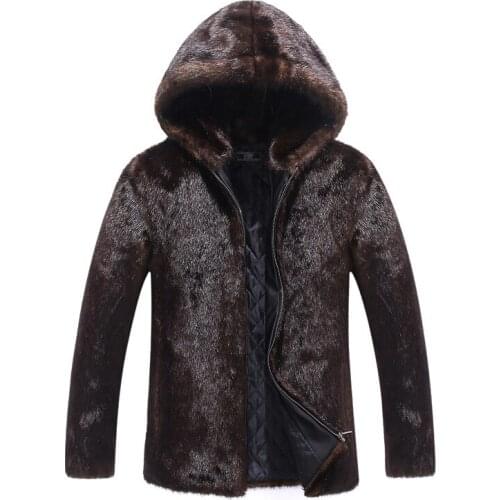S-6XL New Fashion Male Winter Clothing Men Faux Fur Coat Zipper Overcoat Winter Men High imitation Mink Fur Coat