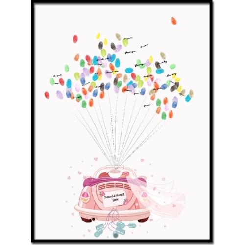 DIY Wedding Party Signature Guest Book With Ink Pad Love Bicycle Fingerprint Tree Unframed Canvas Paiting 30*40cm Multi Size