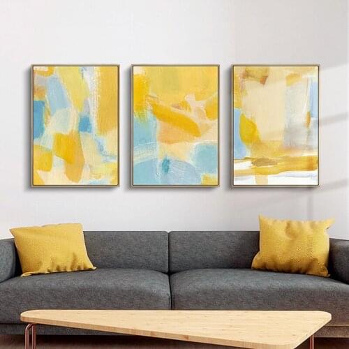 Modern Minimalist Abstract Yellow Canvas Painting Wall Art Nordic Posters and Prints Wall Pictures for Living Room Decoration