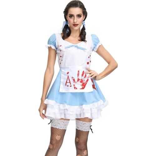 Scary Bloody Maid Costume Zombie Cosplay For Women Adult Halloween Costume For Adult Women Carnival Party Suit Fancy Dress Up
