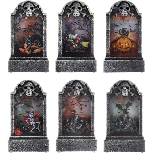 Halloween LED Light Tombstone Lamp Halloween Decorative Ornaments Accessories Halloween Party Decoration Supplies Kids Favor