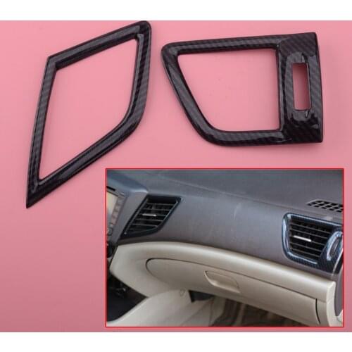 Carbon Fiber Texture Black Console Air Outlet Vent Trim fit for HONDA Civic 9th