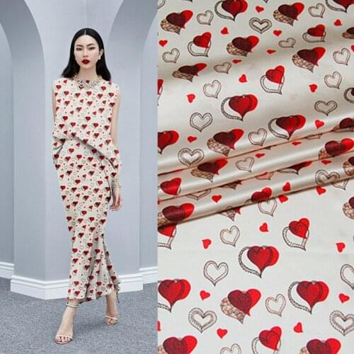 Natural mulberry silk stretch satin printed fabric cloth 135cm width 19 mm soft shirt t-shirt sewing spandex fabric for dress