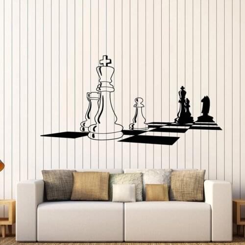 Vinyl Wall Decal Chess Chessboard Black White Intellectual Game Wall Stickers Bedroom Living Room Home Decoration Art 5097