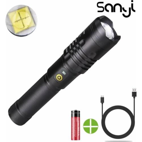 XHP50 Waterproof LED Flashlight Torch Working Inspection Light 5 Modes Outdoor Camping Light XML-2 Telescopic Zoom Lantern Torch