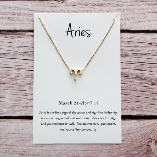 WishCard 1pc Gold Color 12 Constellation Necklaces & Pendants Choker Necklaces for Women Long Chain Necklace bijoux femme EY1545
