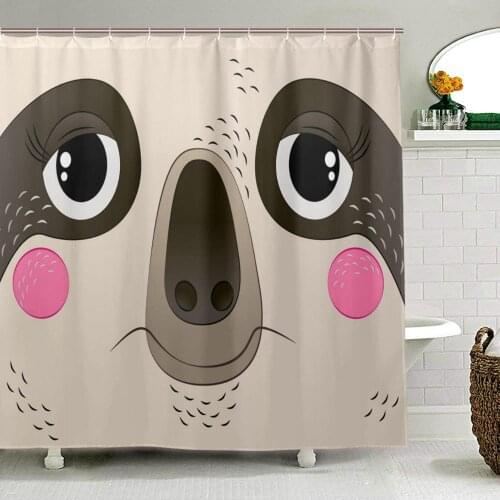 Funny Sloth Face Pattern Shower Curtain for Bathroom Waterproof Bathtub Curtains 100% Polyester Fabric Bath Curtain