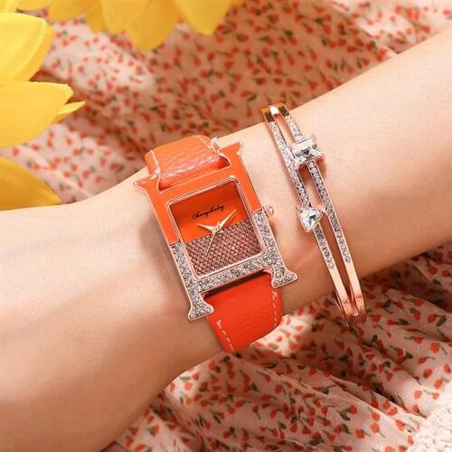 Rectangle Elegant Women 2020 Fashion Watches Diamond Luxury Leather Ladies Quartz Watch Qualities Crystal Dial Female Clock