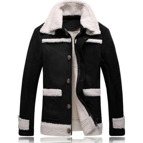 Winter thicken warm motorcycle leather jacket men jaqueta de couro single-breasted mens faux fur coats plus velvet black fashion