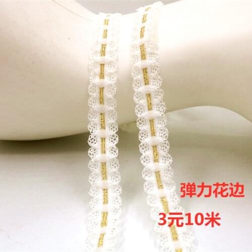 19mm*10yards elastic lace trims for clothes DIY stretch trimmings for baby hair band Sewing accessories for dolls dresess