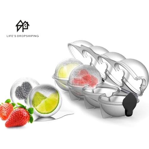 4-Cell DIY Whiskey Ice Cube Maker Ice Ball Molds for Whiskey Cocktail Round Mould Kitchen tools Bar Accessories Supplies