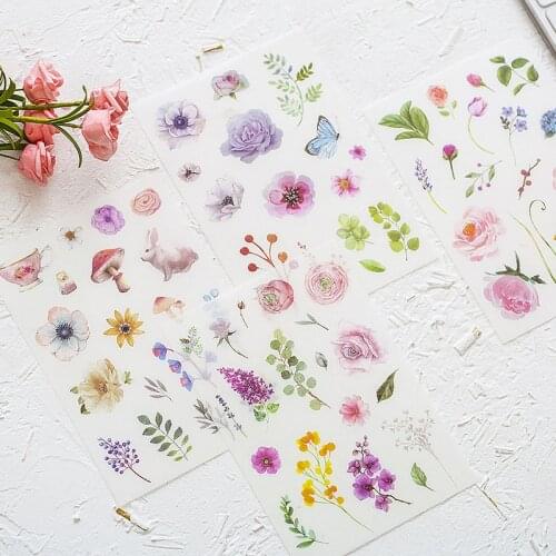5sheets/pack Fresh Palnts Decorative Sticker Diary Album Label Stickers DIY Stationery Stickers Gift