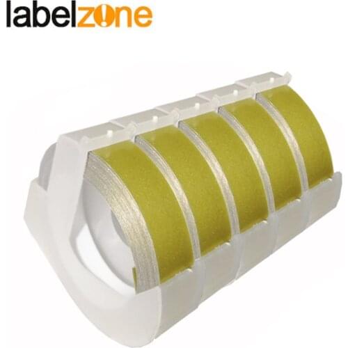 5pcs 9mm Gold 3D Embossing PVC Label Tape Compatible Dymo 1610 12965 Manual Label printer for Motex E101 Label Maker