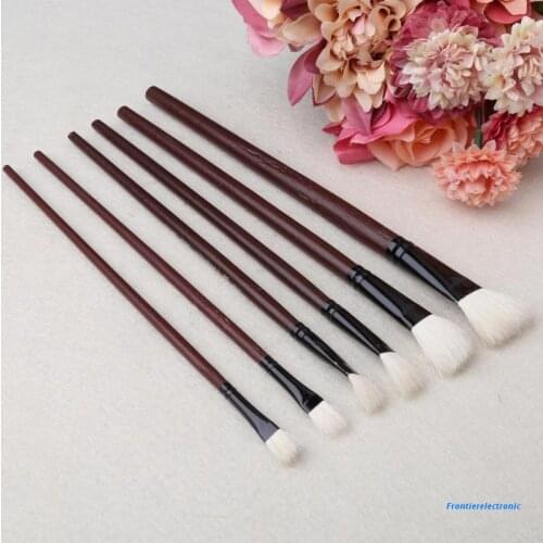 6Pcs Flat Painting Brushes Set Artist Wool Hair Watercolor Acrylic Oil Drawing