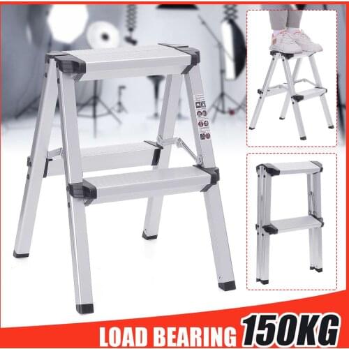 36x40x50cm 150KG Maximum Load Aluminum Folding Ladder Anti Slip Safety Platform Stairs Ladder Maximum Load 2 Step Stool Ladder