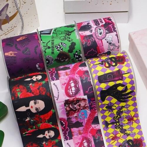 DIY Craft Supplies Cartoon Clock Printed Grosgrain Satin Ribbon 50 Yards, Planar Resins 30 Pieces 56248