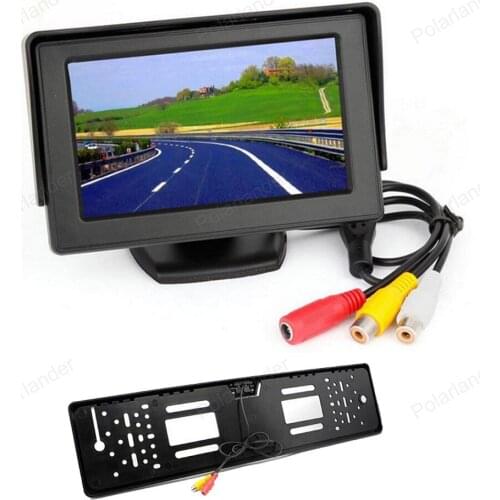 4.3" TFT LCD Car Monitor with European Russia License Plate Frame 4 LED Night Vision rear view Camera parking assistance