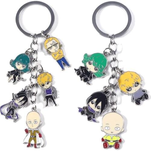Anime One Punch Man Saitama Keychain Cartoon Figures Alloy Metal Pendant Key Ring For Women Men Cosplay Accessories Gift