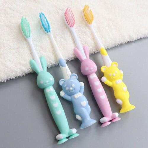 Brand Kids Toothbrush Cartoon Bear Rabbit Silicone Tooth Brush Anti Slip Portable Teeth Brushes For Children Baby1 2
