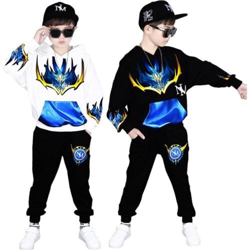 Kids Hip Hop dancing Festival Clothing Hoodie Tops + Pants for Girls Boys Jazz Dance Costume Clothes Halloween Street wear