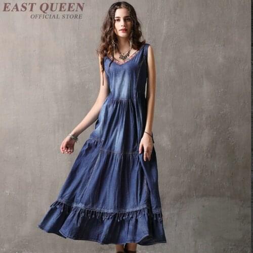 18th century dress mid modern medival renaissance festival cosplay costume dress gothic denim sundress jean FF1157