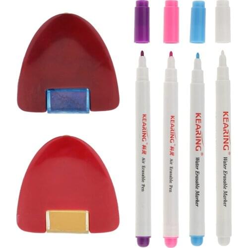 Fityle 4Pcs 1.0mm Air Erasable Pen Temporary Marking + 2Pcs Triangle Tailors Chalk For Sewing Dressmaking