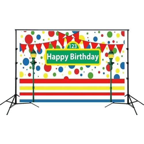 Sesame Street Theme Birthday Party Backdrops Bunting Dots Pattern Background Banners Photo Studio Background Poster Decorations