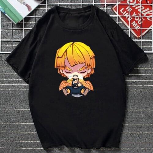 Japanese Anime Demon Slayer T Shirt Mni Style Agatsuma Zenitsu Sleep Kawaii Cartoon Graphic Tops Harajuku Manga Streetwear