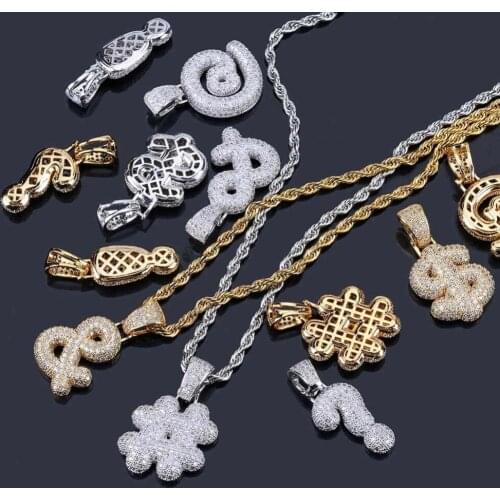 New Hip Hop Rope Chain Dollar keyboard Symbol Bling Letters Necklaces Pendant Men Women Charm Cubic Zircon ? @ # mark Jewelry