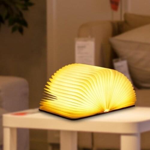 5 Colors Changable RGB LED Book Lamp Wooden Portable Night Light 5V USB Rechargeable Magnetic Foldable Desk Lamp Home Decoration