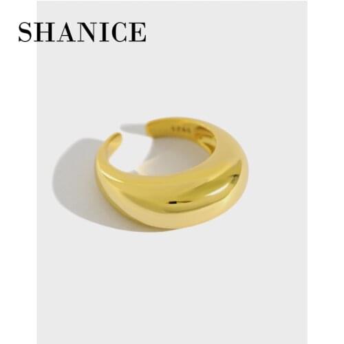 SHANICE 925 Silver Big Rings for Women Arc-Shaped Female Finger Ring Personality Sterling Silver Open Engagement Ring