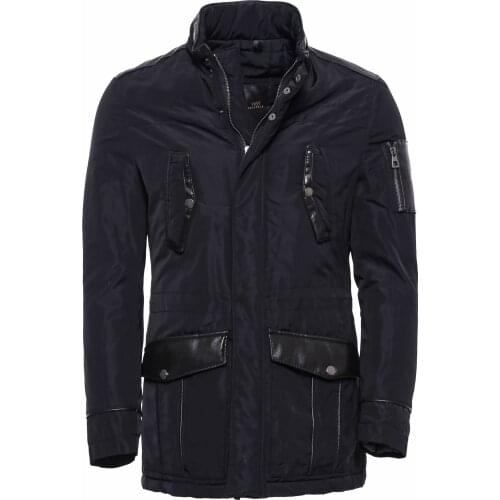 Leather Modeled Black Slim Fit Quilted Jacket