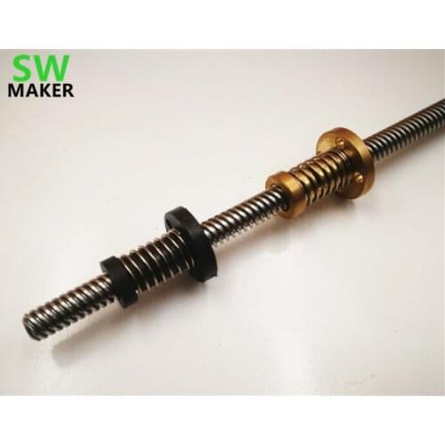 SWMAKER Delrin Brass Anti Backlash Nut+200mm 300mm 400mm 500mm 540mm T8 Tr8 Stepper Motor Trapezoidal ACME lead screw 3D printer