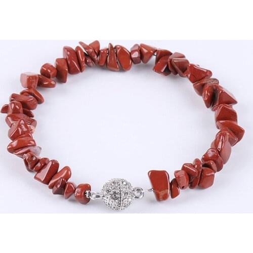 Hot Sale 6pcs/Lot Womens Natural Stone Bracelet Magnet Zircon Ball Buckle Irregular Energy Semi-Gem Pin Pop Bracelet