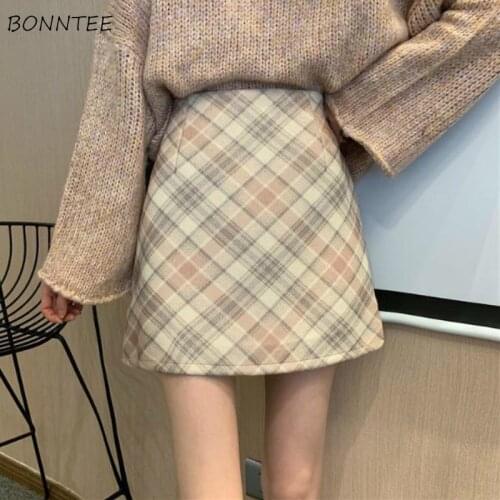 Mini Skirts Women Plaid Retro A-line High Waist Temperament Fashionable Autumn Chic Student All-match Streetwear Ulzzang Casual