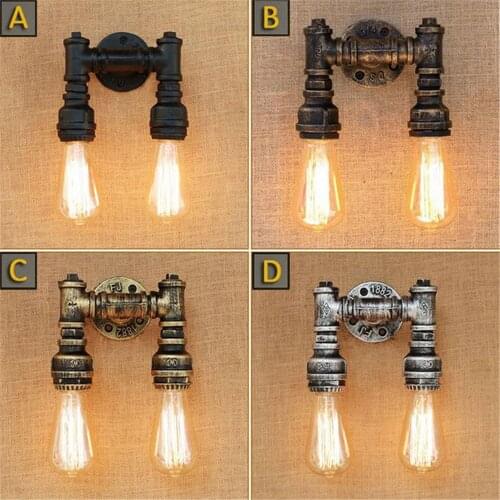 Minimalist Simple Rustic Iron Pipe Lights Art Wall Decor Sconces for Home Warehouse Stair Bar Coffee Shop Restaurant Lamp